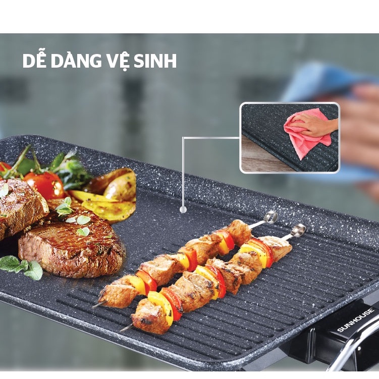 Bếp điện SUNHOUSE SHD4607 bếp nướng du lịch mặt nhôm chống dính