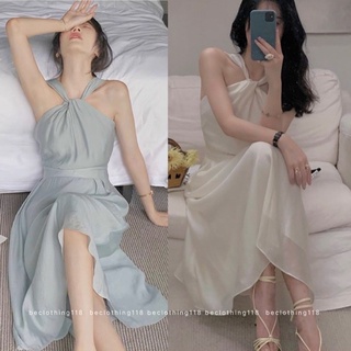 Đầm midi cổ yếm dây chéo