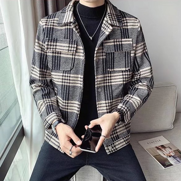 Áo Khoác Dạ Phối Kẻ Dành Cho Nam Chất Cực Dày Dặn Lịch Lãm Sang Trọng