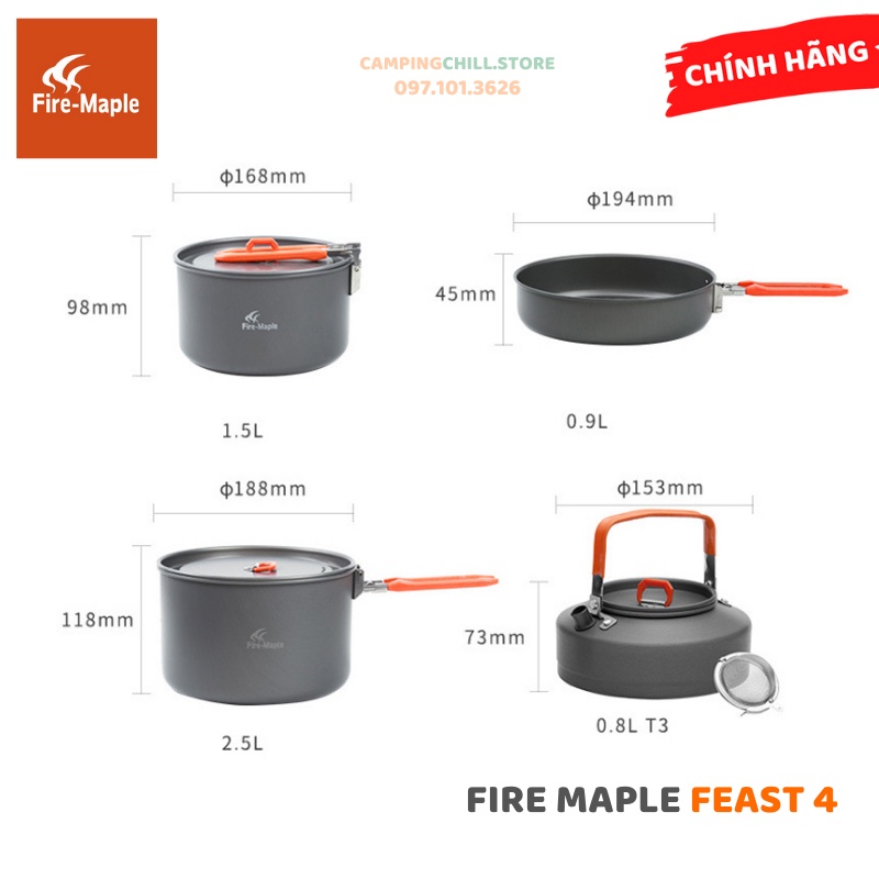 [QUÀ TẶNG] BỘ NỒI NẤU ĂN DÃ NGOẠI, CẮM TRẠI FIRE MAPLE FEAST 4 | BigBuy360 - bigbuy360.vn