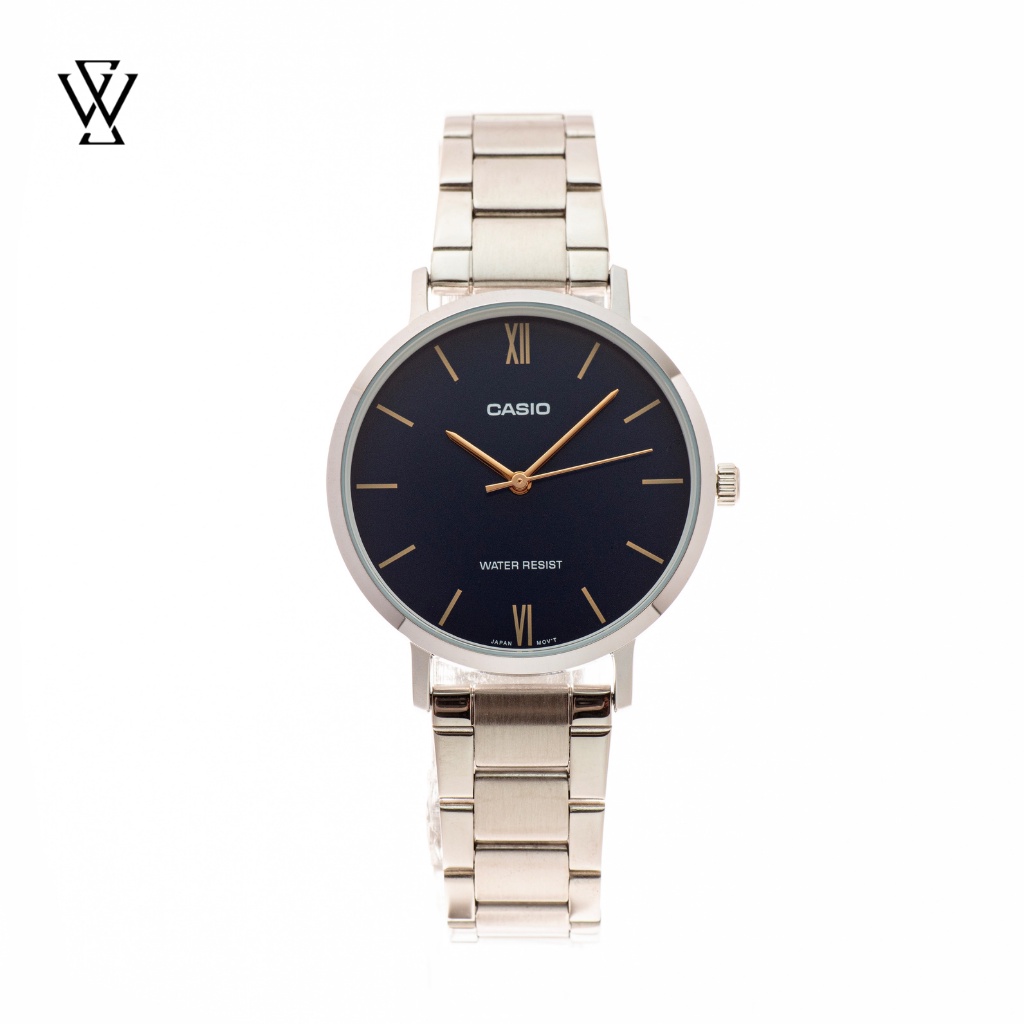 Đồng Hồ Quartz Nữ Casio WATCHSTORE LTP-VT01D-2BUDF Thiết Kế Kính Khoáng 34mm, Dây Kim Loại Và Vỏ Thép Không Gỉ