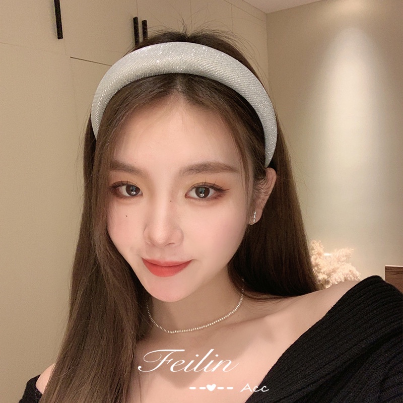 Bờm Cài Tóc Kim Tuyến, Băng Đô Cài Tóc Retro Nữ