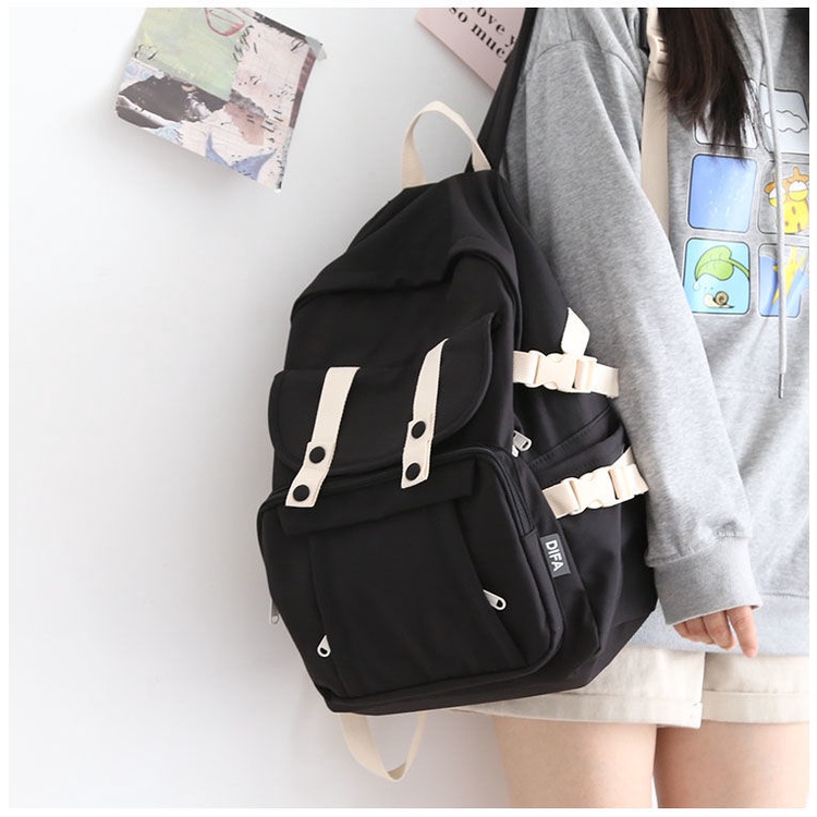 Balo ulzzang đi học chống thấm phối lưới hai đai khóa bấm giá rẻ BAG U LUD22