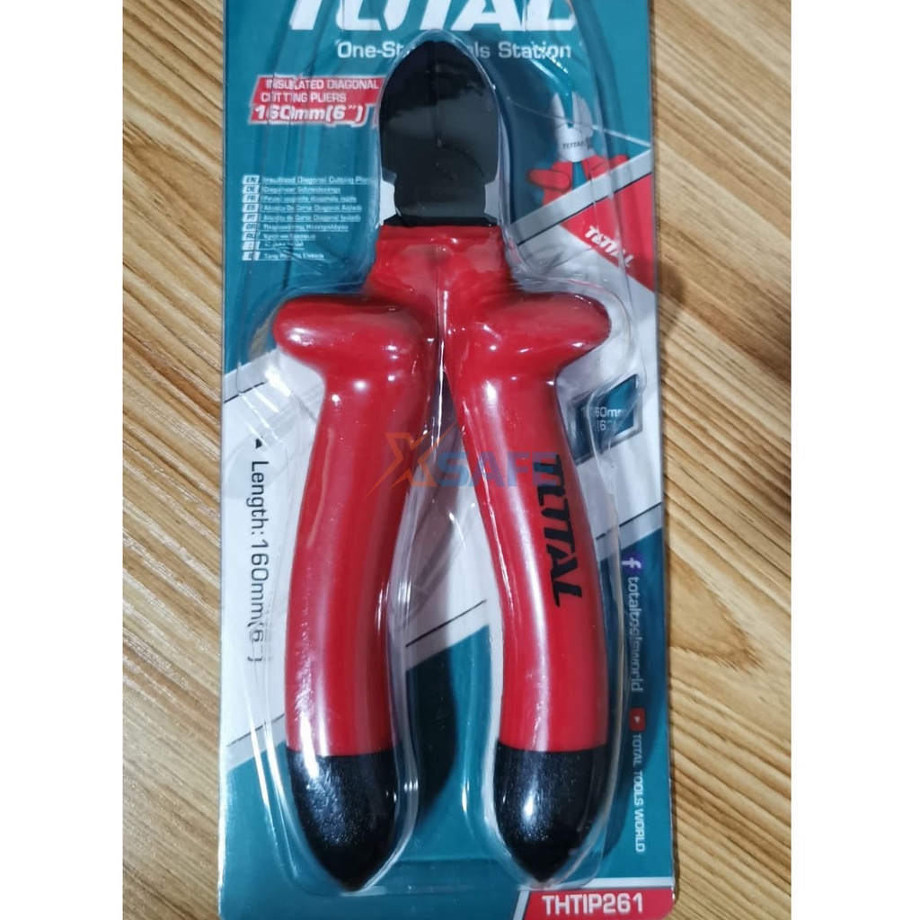 Kìm cắt cách điện 1000V TOTAL THTIP261 6 inch Kềm cắt thép C-rV siêu bền cứng cắt tuốt dây điện kháng điện cao thế 1000V