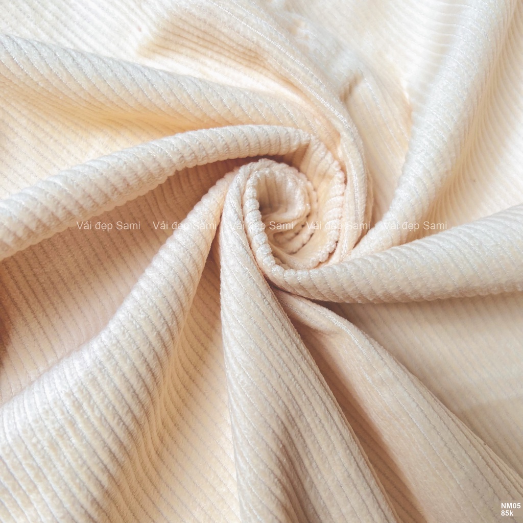 Vải nhung tăm 100% cotton mềm êm, đầm tay