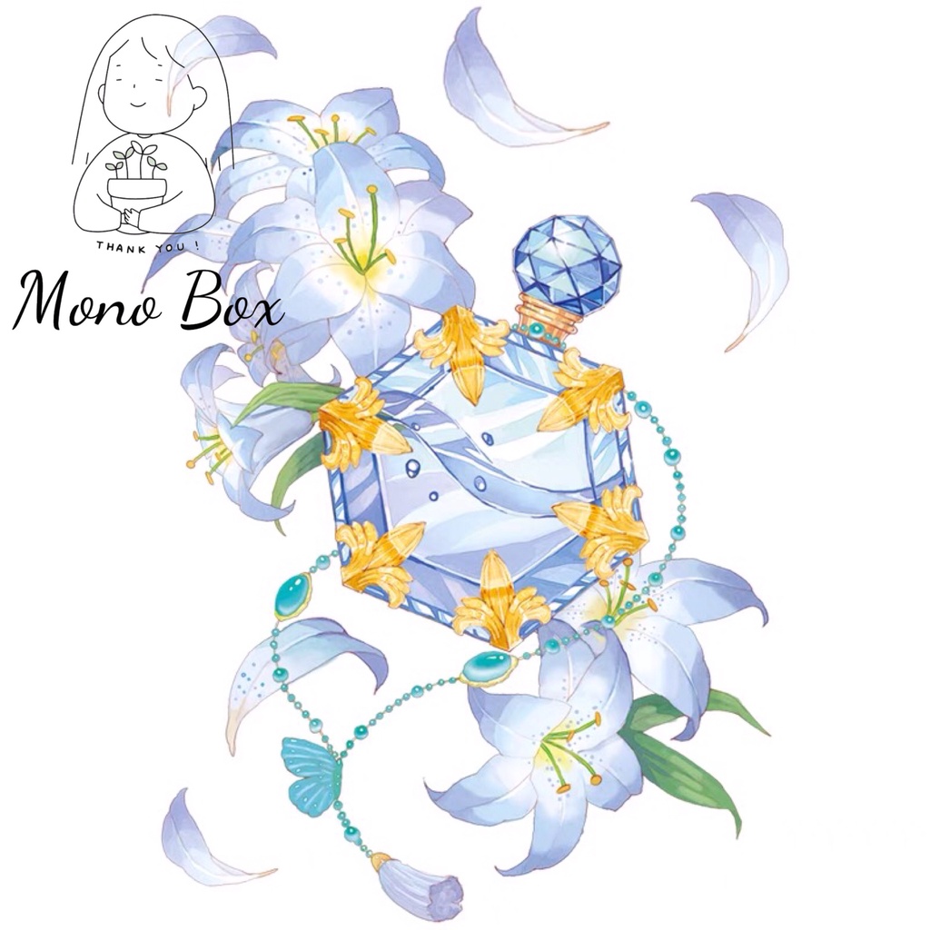 [Chiết] Washi Tape 6x90cm băng dính trang trí hình nền hoạt tiết hoa xanh Mono_box
