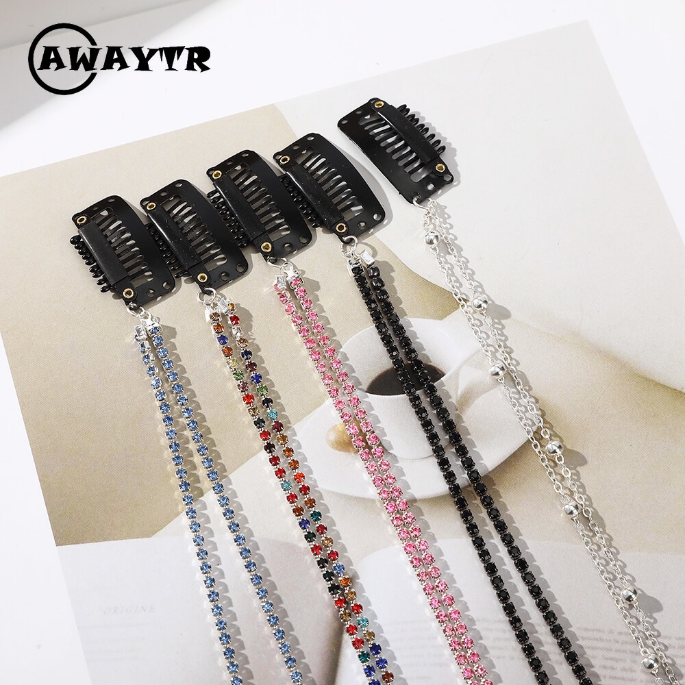 Kẹp Tóc Dạng Dây Xích Đính Đá Pha Lê Lấp Lánh Thời Trang Hàn Quốc Cho Nữ