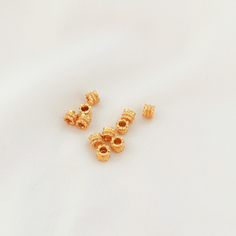 Bộ 50 Hạt Xâu Chuỗi 4*3mm Màu Vàng Đồng 18K Dùng Làm Trang Sức Thủ Công