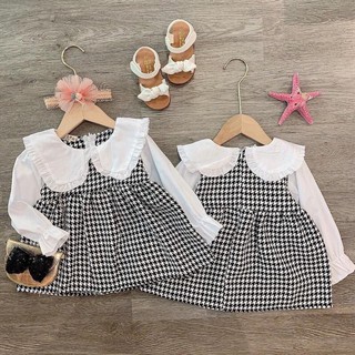 Váy kẻ cổ ziczac cho bé gái