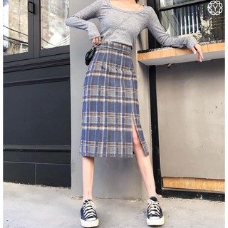 Chân váy dài lưng cao xẻ đùi