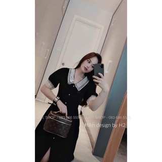 Váy đen mix cổ ren