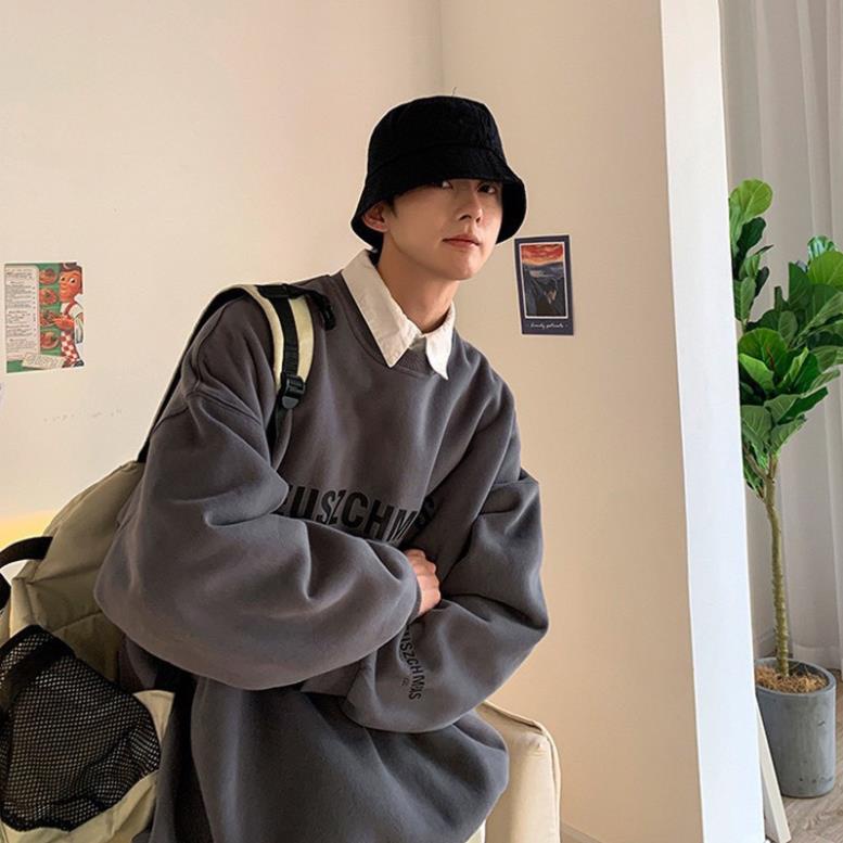 Áo sweater nỉ bông Hàn Quốc in chữ ngang ngực form rộng unisex | BigBuy360 - bigbuy360.vn