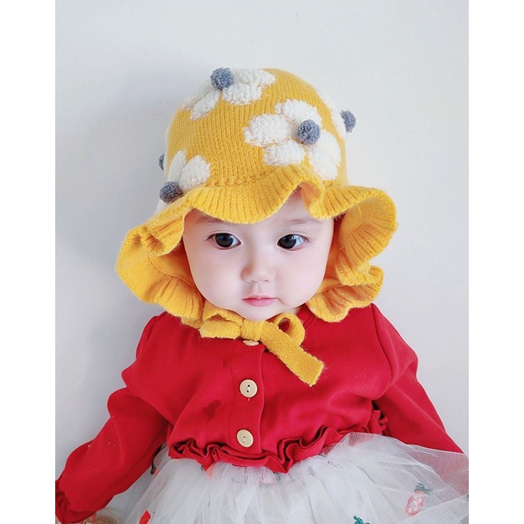 Mũ len cho sơ sinh gái trai trùm đầu hình hoa dễ thương phù hợp trẻ em 5 đến 18 tháng tuổi - ML28