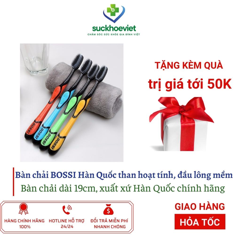 Bàn chải đánh răng BOSSI Hàn Quốc đầu lông mềm, than hoạt tính