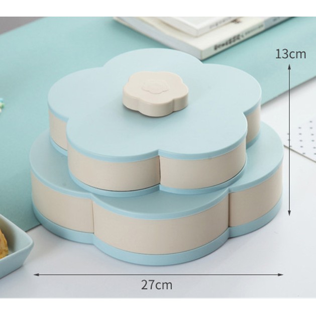 Khay đựng mứt bánh kẹo tự xoay hình cánh hoa độc đáo