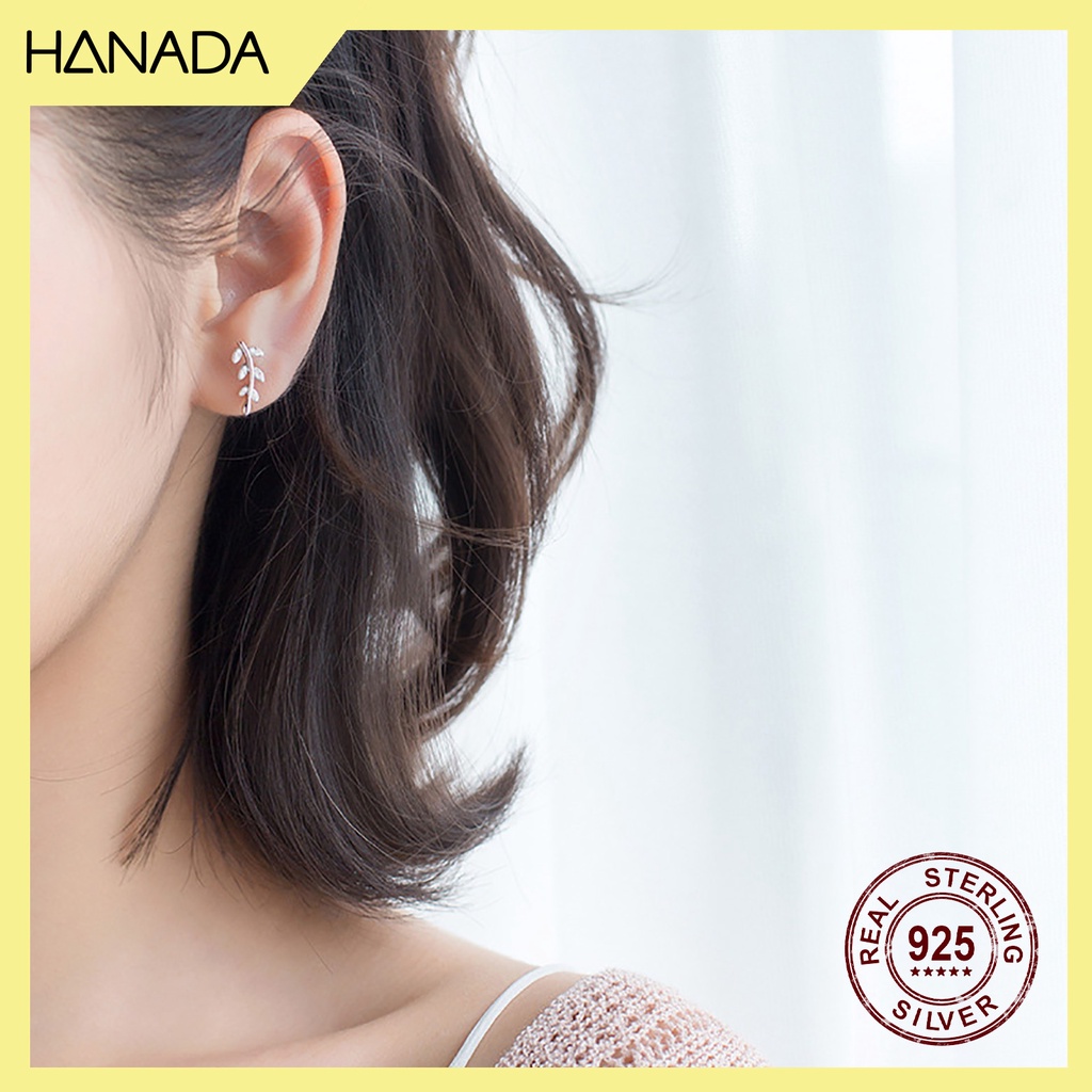 Bông Tai Bạc 925 Hanada Lá Đá 0480 E15
