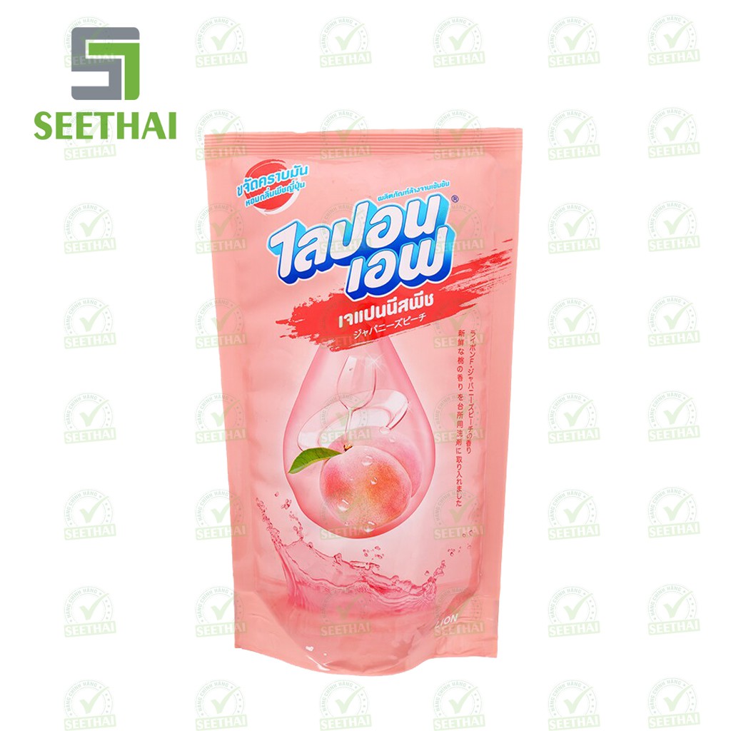 Nước rửa chén hương đào hồng ngọt ngào xanh LIPON F Thái Lan 500ml - túi hồng - Dishwashing detergent