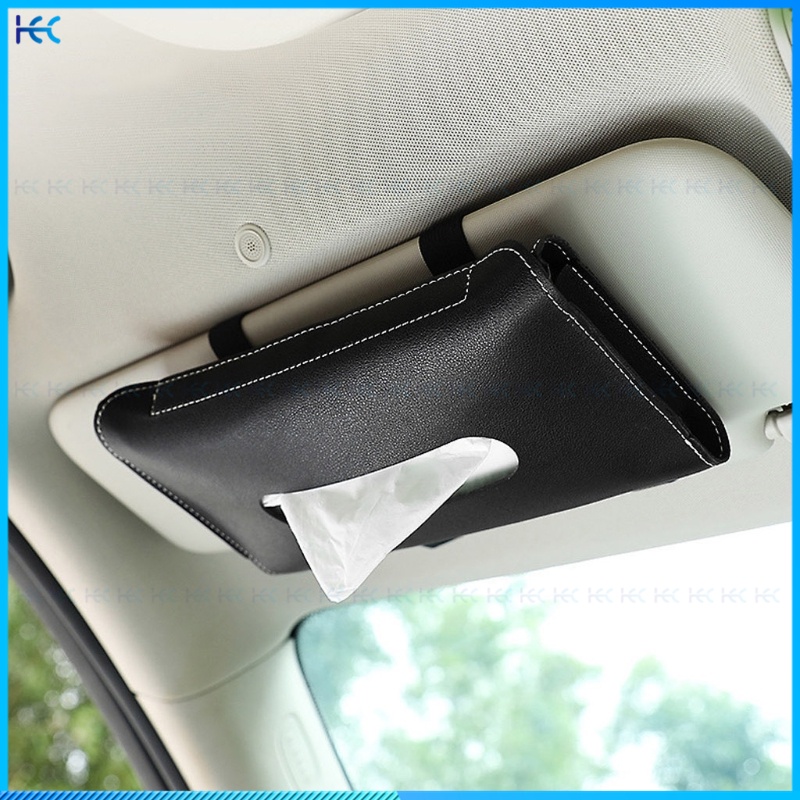 1 Hộp Da PU Đựng Khăn Giấy Gắn Tấm Chắn Nắng Xe Hơi
