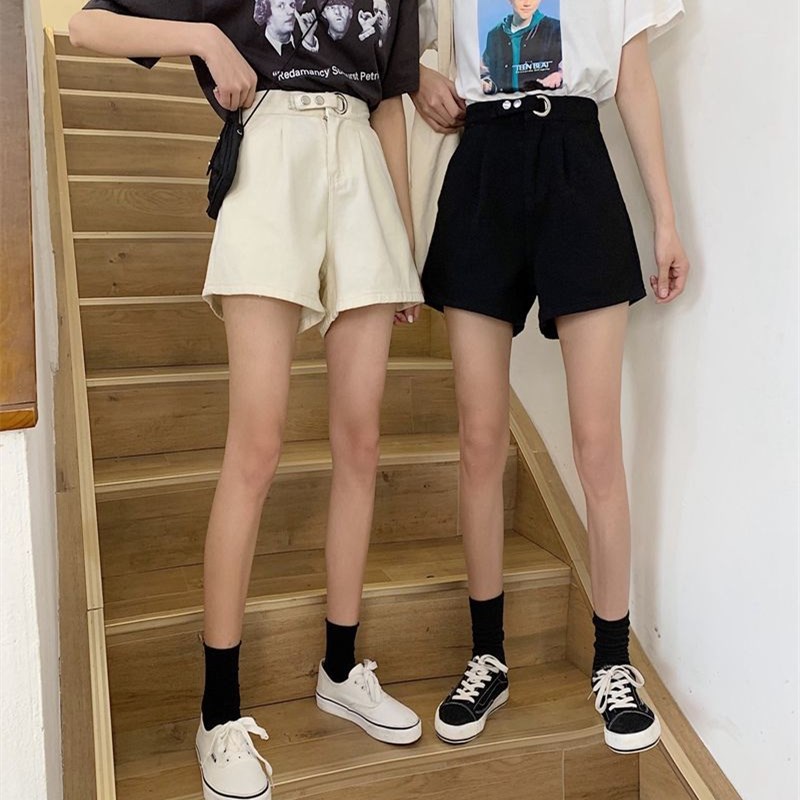 Quần Short Jean Lưng Cao Phong Cách Retro Hàn Quốc Cho Phụ Nữ