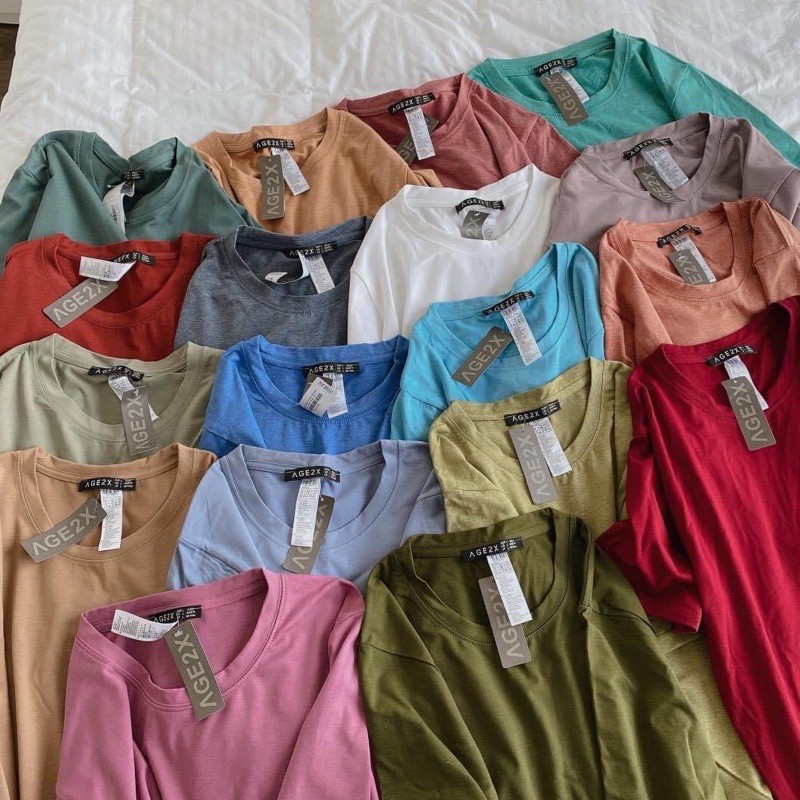 Áo Thun trơn Unisex AGE2X tone màu Thu Đông ấm áp hàng VNXK