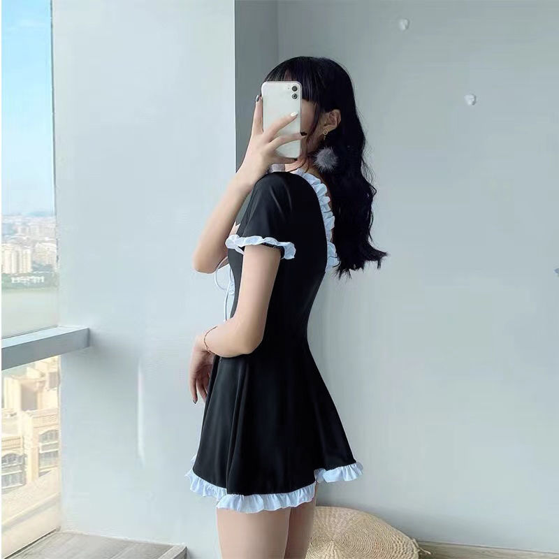 Đồ Bơi Màu Đen Váy 1 Mảnh Sexy Ren Đồ Đi Biển Nữ (Tay Dài Hoặc Ngắn Tay) | BigBuy360 - bigbuy360.vn