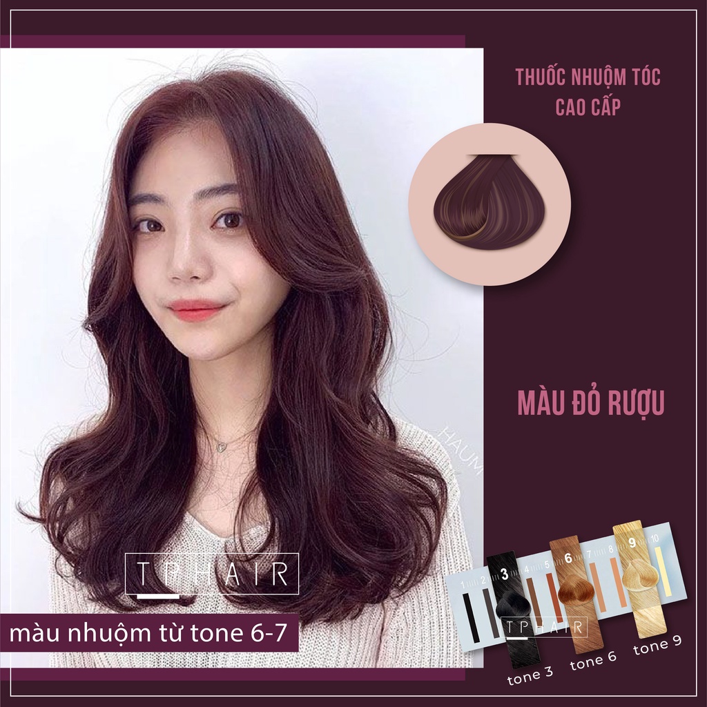 Thuốc nhuộm tóc màu đỏ rượu vàng chanh đen xanh dương tím khói cam hồng