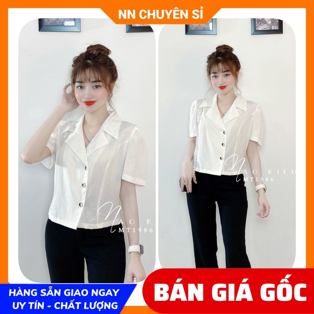 Áo kiểu công sở nữ chất vải MT mềm mịn cổ Vest phom croptop MT1986