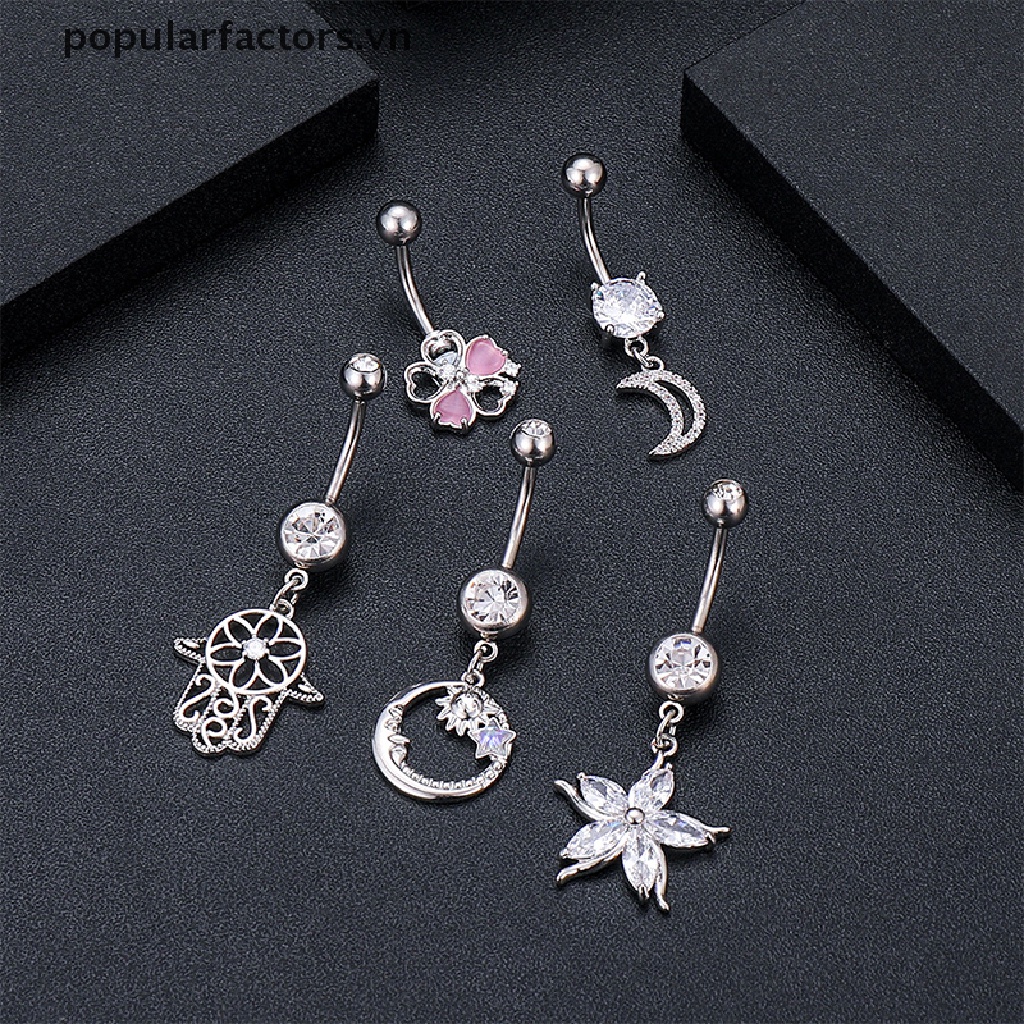 Khuyên rốn đính đá bằng thép không gỉ thời trang