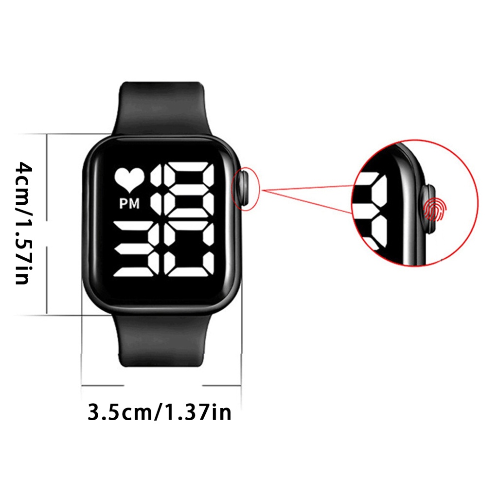 Đồng Hồ Đeo Tay Thông Minh Y1 Kỹ Thuật Số Mặt Vuông 4 X 4 X 2 Cm Bằng Nhựa Silicon Chống Thấm Nước Có Đèn LED Màu Đỏ Cho Nam Và Nữ