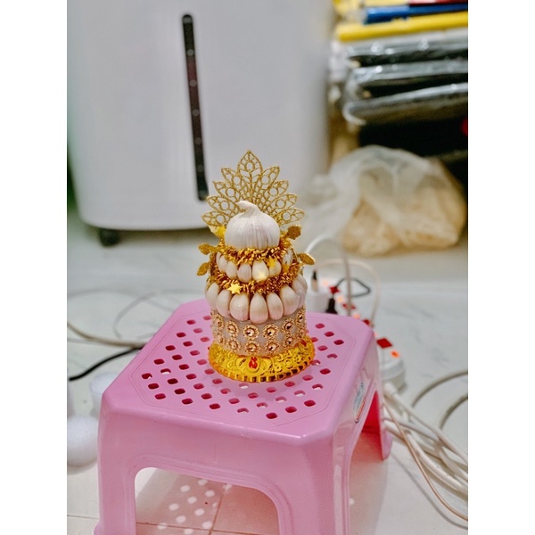 Tháp tỏi thần tài 3 tầng. đế tròn