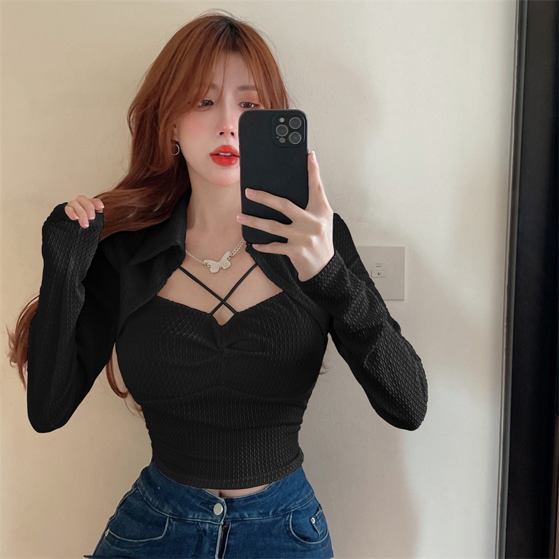 Áo Sơ Mi Lửng Tay Dài Cổ Bẻ Phối Nơ Thời Trang Mùa Thu Quyến Rũ Dành Cho Nữ