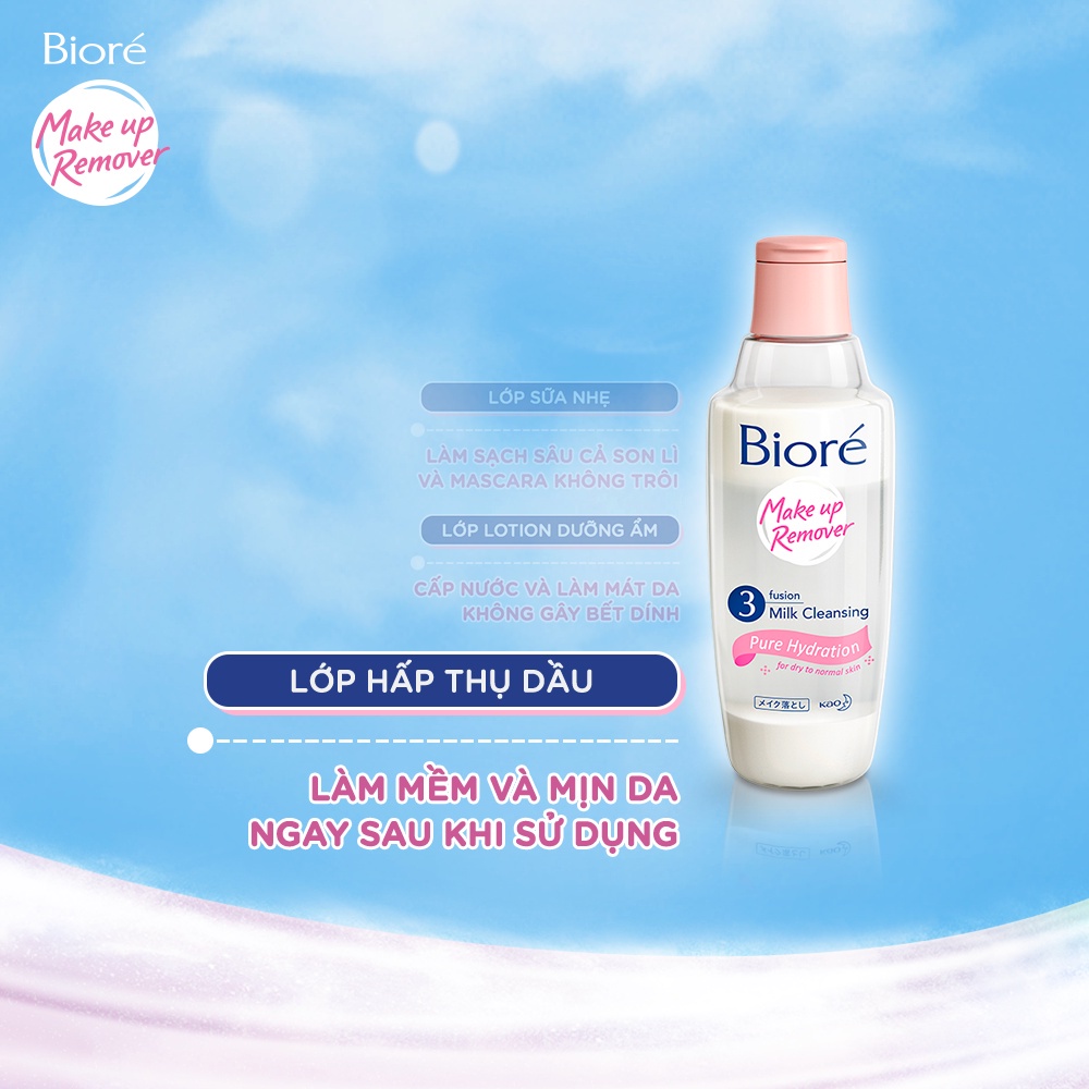 [Mã FMCGKAO52 giảm 8% đơn 250k] Sữa Tẩy Trang 3 Lớp Sạch Sâu Ngừa Mụn Bioré Make Up Remover Acne &amp; Pore Care 300ml