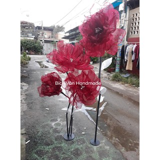 trụ  3 cây hoa vải voan trang trí Studio ,cửa hàng...