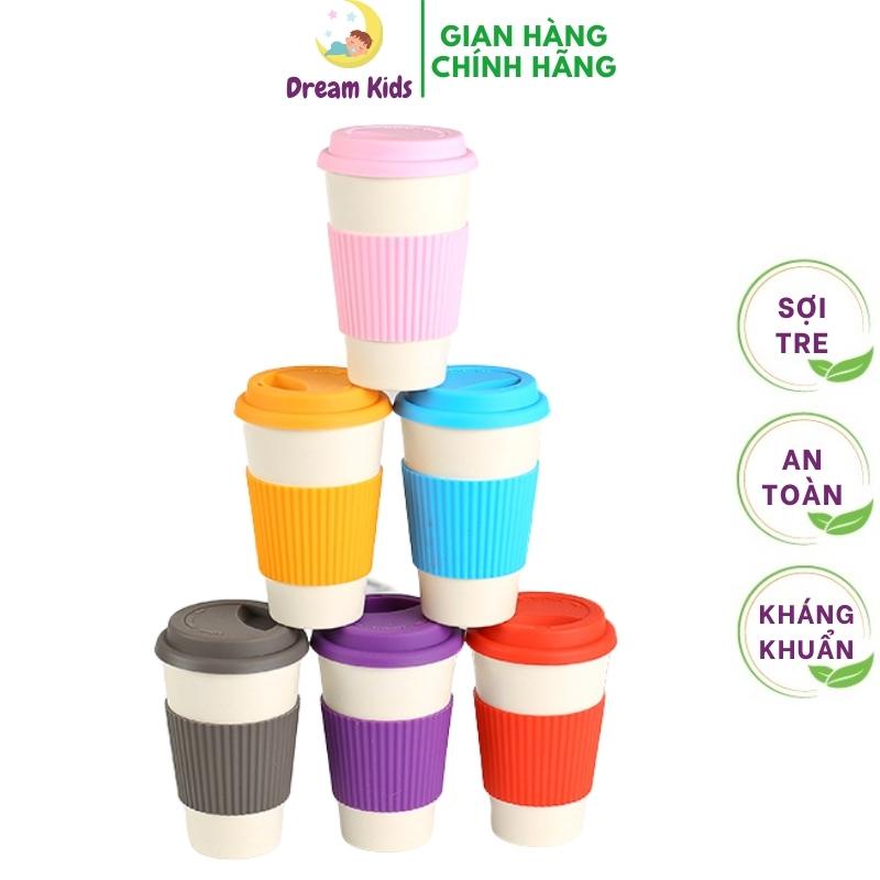 Cốc uống nước sợi tre Bamboo Life- Ly uống nước có lắp đậy dung tích 430ml chống vỡ, trơn trượt