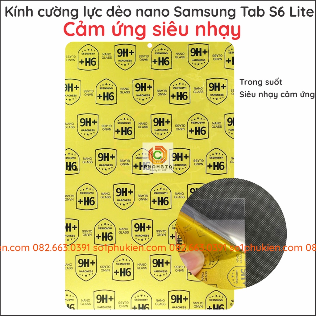 Dán cường lực Samsung Galaxy Tab S6 Lite nano dẻo full màn 9H+ siêu bền (hơn kính cứng)