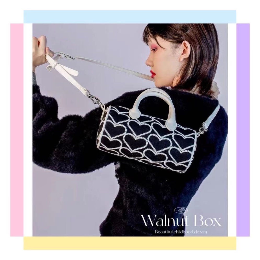 Túi Đeo Chéo Hình Tròn Thêu Hình Trái Tim Ngọt Ngào Phong Cách Mới Y2G 20 Cho Nữ