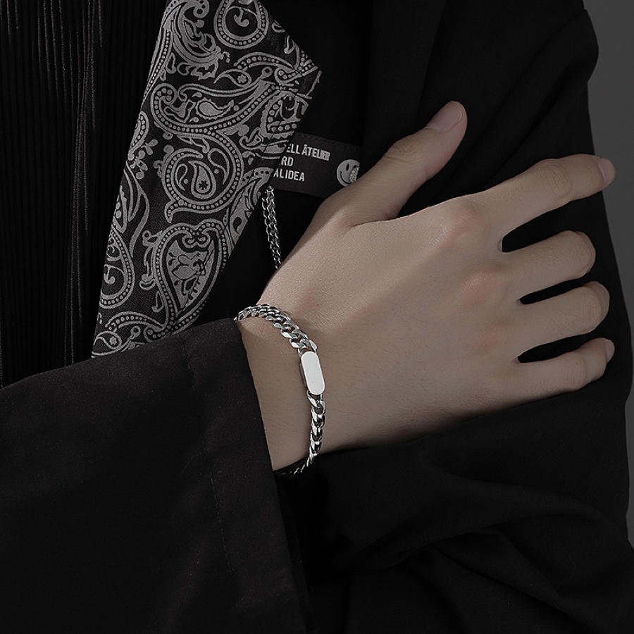 Vòng tay nam nữ, lắc tay unisex mạ bạc sáng bóng, phong cách thời trang hiphop cá tính