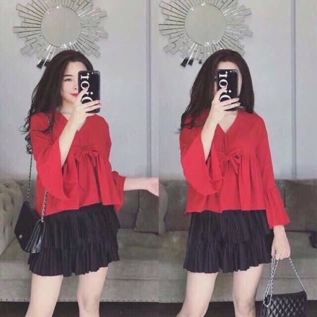 Chân váy dập li ngắn 2 tầng cho nữ hàng QC cao cấp | BigBuy360 - bigbuy360.vn