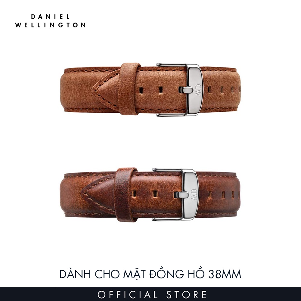 Dây da đồng hồ Daniel Wellington 19mm khóa màu bạc - Cho đồng hồ Dapper 38mm