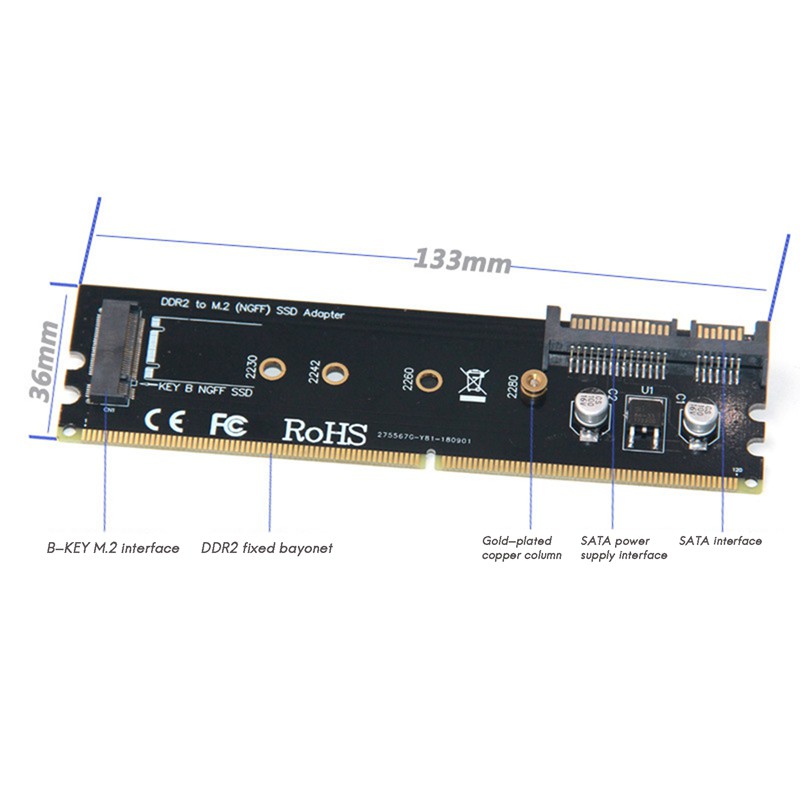 Card Chuyển Đổi Ddr Sang M.2 Ssd Sata 15p Cho Laptop Ddr2 Ddr3 Ddr4 | BigBuy360 - bigbuy360.vn