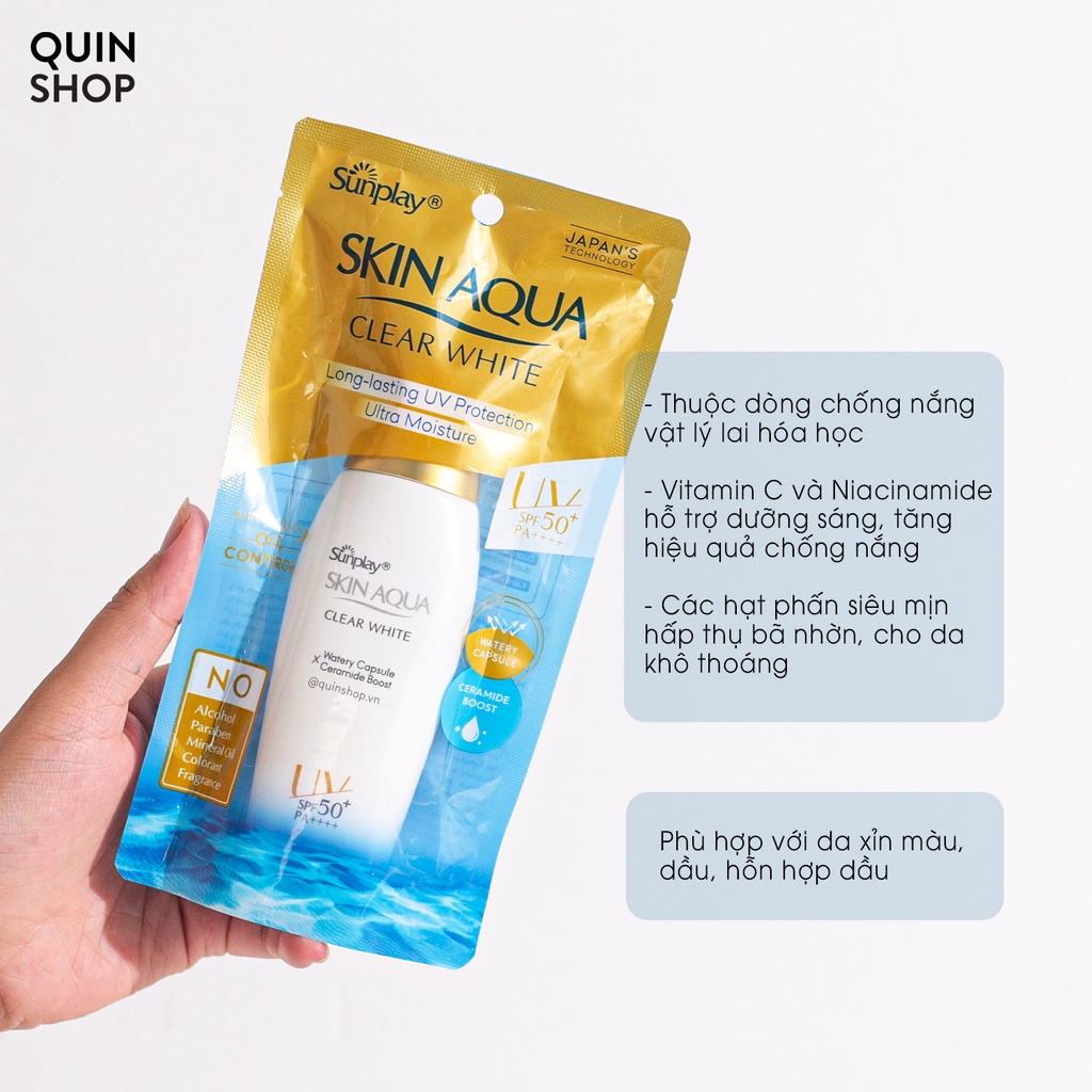 Kem Chống Nắng Skin Aqua Clear White, Clear White Outdoor, Silky White, UV Super Moisture Gel Sunscreen