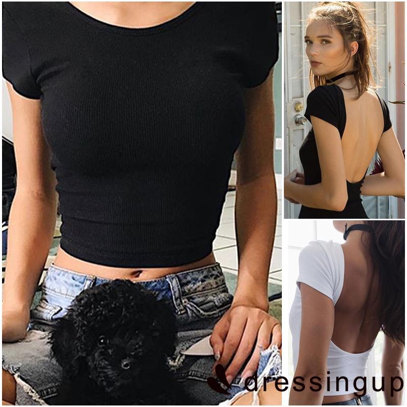 Áo thun lửng ngắn tay thời trang mùa hè dành cho nữ