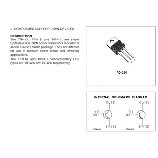 Transistor TIP42, TIP42C / PNP / Linh Kiện Điện Tử