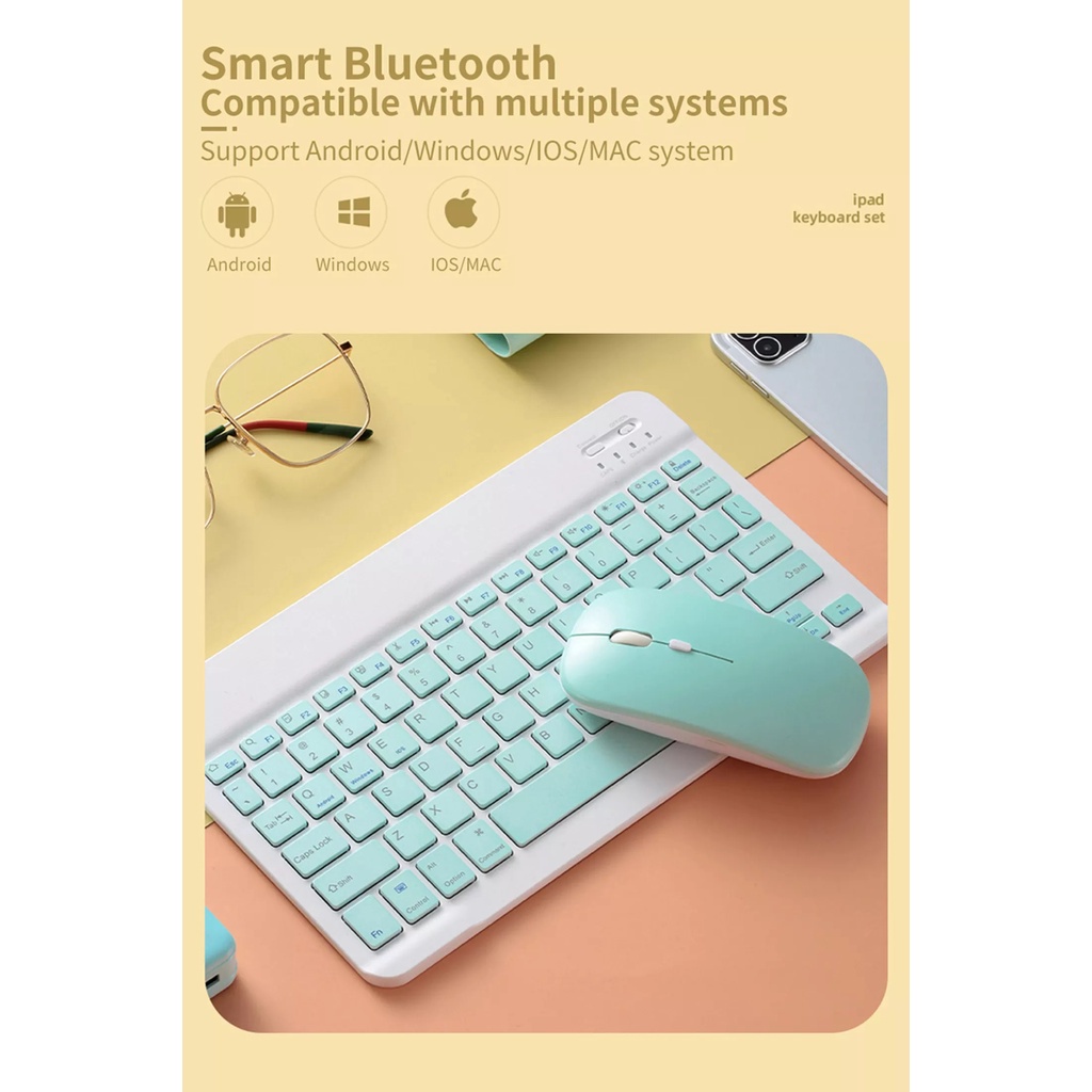 Bàn phím bluetooth không dây cao cấp, 10 inch, siêu mỏng, sạc USB, dùng cho Máy tính/Máy tính bảng/Điện thoại