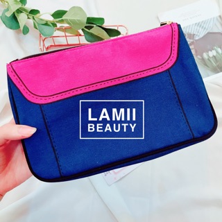 Túi đựng mỹ phẩm EL Màu Xanh Dương Đậm Có Khóa Kéo Phối Tua Rua Phong Cách Mới - LAMII BEAUTY