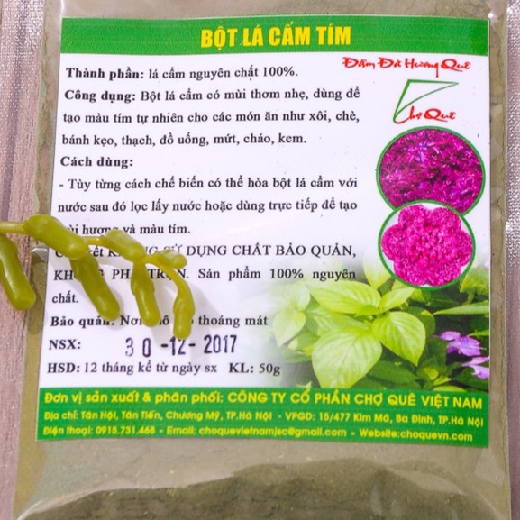 Bột Lá Cẩm Tím [Bột Rau Củ] Tạo Màu Thực Phẩm Tự Nhiên (gói 50g)