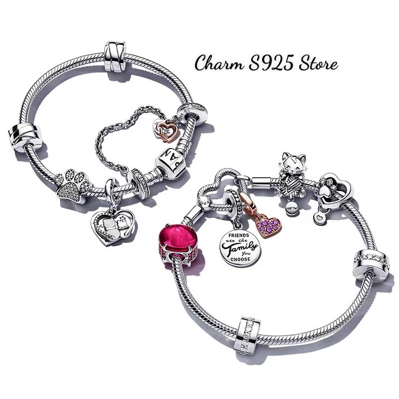 charm pan kitten &amp; Yarn ball bạc s925 cao cấp