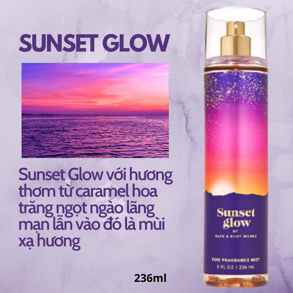 [Bill Mỹ - Mua 1 tặng 1] Xịt Thơm Toàn Thân Bath &amp; Body Works Mùi Sunset Glow
