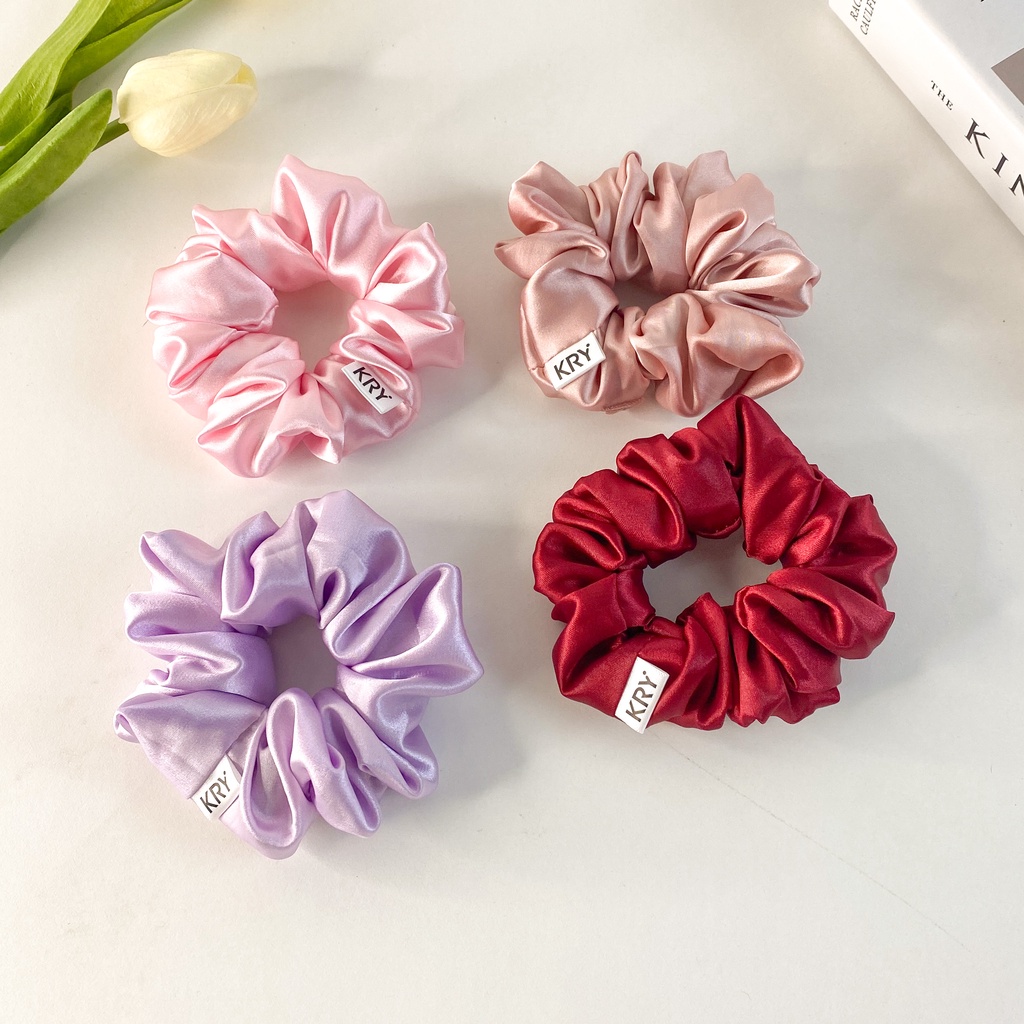 Dây buộc tóc srunchies lụa satin phi bóng giá sỉ made by Kry DT03