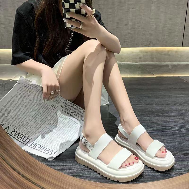 Giày Sandal Thể Thao Đế Dày Dây Chéo Màu Xanh Lá Cây Phong Cách Mới